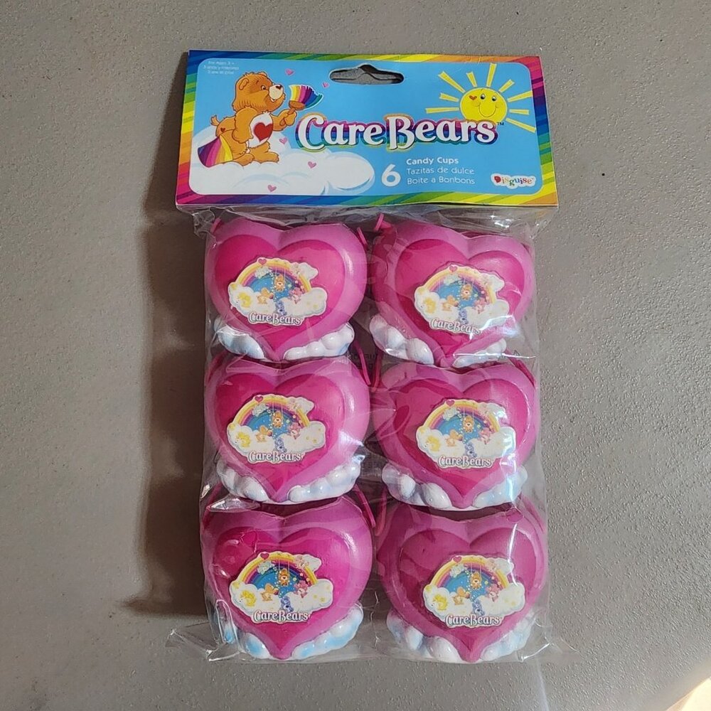 New Care Bears 6 Pink Heart Candy Cups Party Favors Disguise Vintage 2004